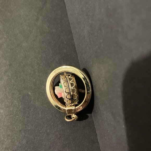 Double Sided Swivel Virgin Mary And Rose Gold-Tone Pendant - Picture 3 of 5